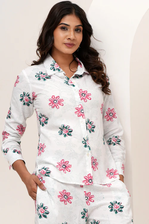 Sooti Syahi Floral Bloom Duo Hand Block Printed Co-Ord Set - Image 2