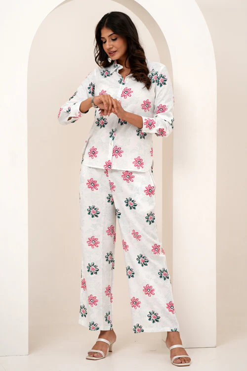 Sooti Syahi Floral Bloom Duo Hand Block Printed Co-Ord Set - Image 4