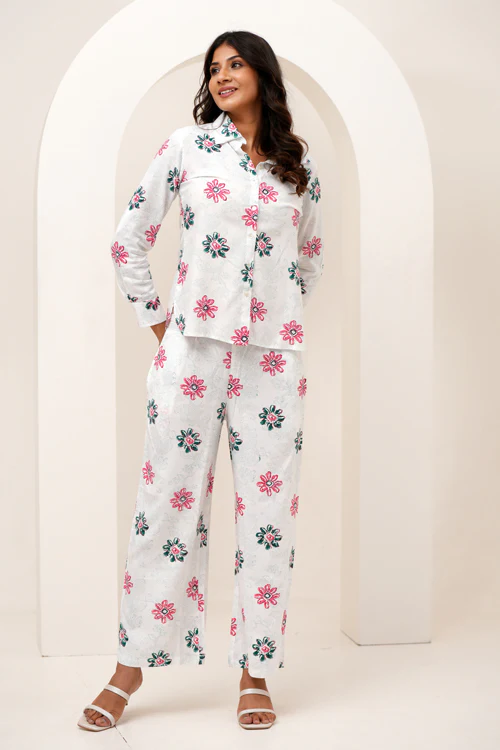 Sooti Syahi Floral Bloom Duo Hand Block Printed Co-Ord Set - Image 7