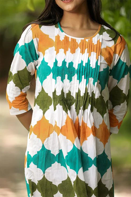 SootiSyahi'FloralEra'BlockPrintedCotton Dress - Image 3