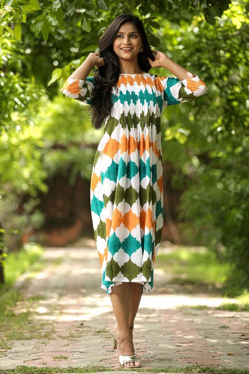 SootiSyahi'FloralEra'BlockPrintedCotton Dress - Image 5