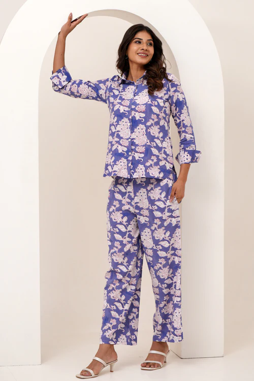 Sooti Syahi Floral Fantasy Hand Block Printed Co-Ord Set - Image 3