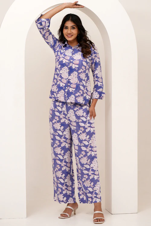 Sooti Syahi Floral Fantasy Hand Block Printed Co-Ord Set - Image 5