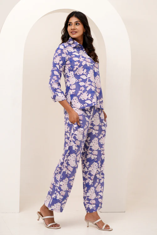 Sooti Syahi Floral Fantasy Hand Block Printed Co-Ord Set - Image 7