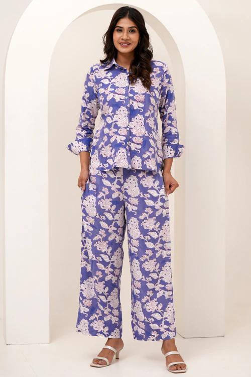 Sooti Syahi Floral Fantasy Hand Block Printed Co-Ord Set - Image 8