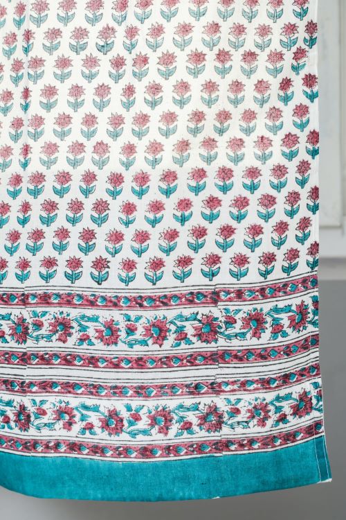 Sooti Syahi Florel Sprouts Hand Block Printed Window Curtain - Image 4