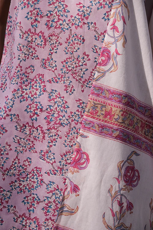 Okhai 'Frosted Rose' Hand Block Printed Kurta Pant Dupatta Set - Image 6