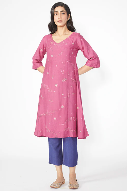 Okhai 'Galaxy' Embroidered Kurta Pant Dupatta Set - Image 5