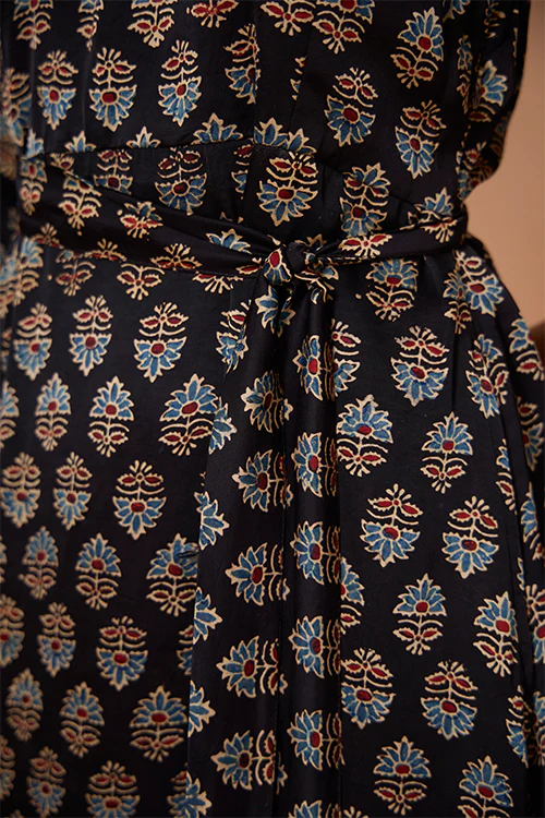 Okhai "Garnet Gypsy" Handblock Printed Modal Ajrakh One-Shoulder Dress - Image 6