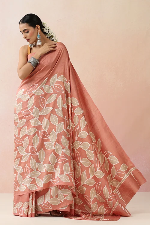GC 'Bloom' Handwoven Hand Batik Pure Silk with SilkMark Saree - Image 4