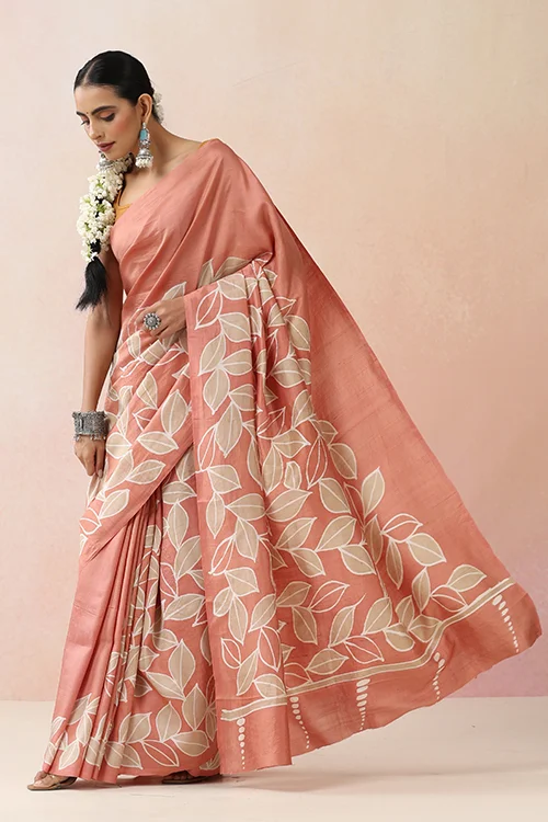GC 'Bloom' Handwoven Hand Batik Pure Silk with SilkMark Saree - Image 5