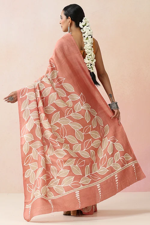 GC 'Bloom' Handwoven Hand Batik Pure Silk with SilkMark Saree - Image 7
