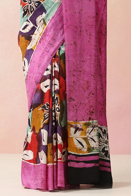 GC 'Canvas' Handwoven Hand Batik Pure Silk with SilkMark Saree - Image 3