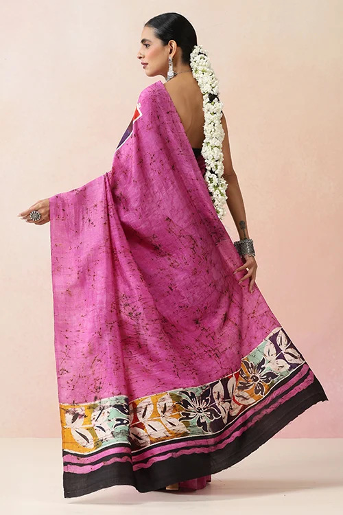 GC 'Canvas' Handwoven Hand Batik Pure Silk with SilkMark Saree - Image 4
