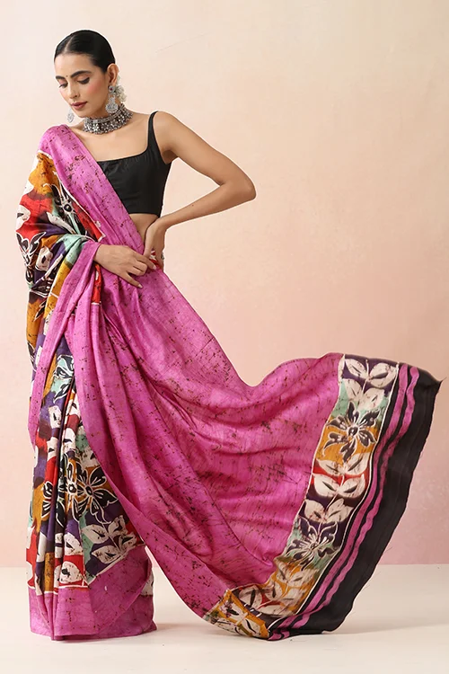 GC 'Canvas' Handwoven Hand Batik Pure Silk with SilkMark Saree - Image 5