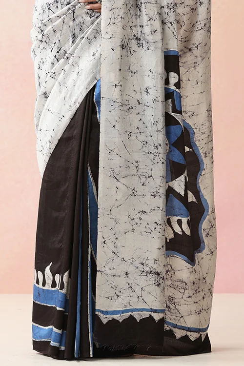 GC 'Chakra' Handwoven Hand Batik Pure Silk with SilkMark Saree - Image 3