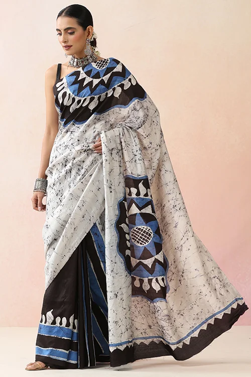 GC 'Chakra' Handwoven Hand Batik Pure Silk with SilkMark Saree - Image 4