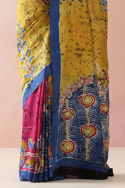 GC 'Feather' Handwoven Hand Batik Pure Silk with SilkMark Saree - Image 3
