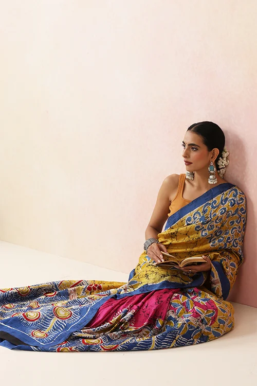 GC 'Feather' Handwoven Hand Batik Pure Silk with SilkMark Saree - Image 4