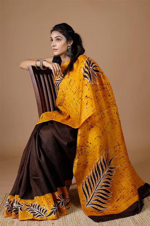 GC 'Fern' Handwoven Hand Batik Pure Silk with SilkMark Saree