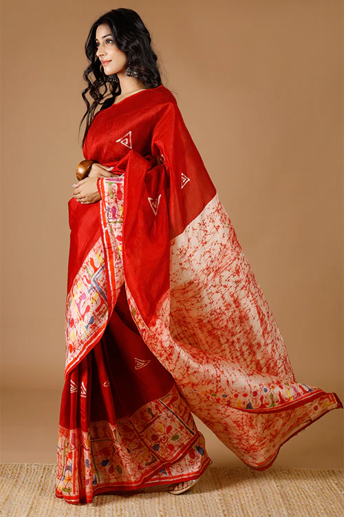 GC 'Alpana' Handwoven Hand Batik Pure Silk with SilkMark Saree