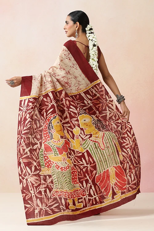 GC 'Folklore' Handwoven Hand Batik Pure Silk with SilkMark Saree - Image 5