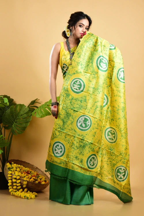 GC 'Hazel' Handwoven Hand Batik Pure Silk with SilkMark Saree - Image 3