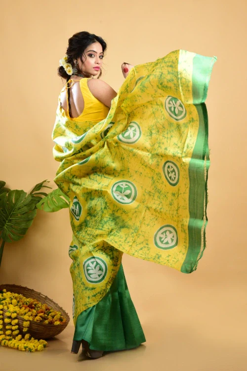 GC 'Hazel' Handwoven Hand Batik Pure Silk with SilkMark Saree - Image 4