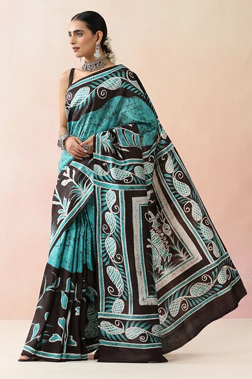 GC 'Nartaki' Handwoven Hand Batik Pure Silk with SilkMark Saree - Image 5