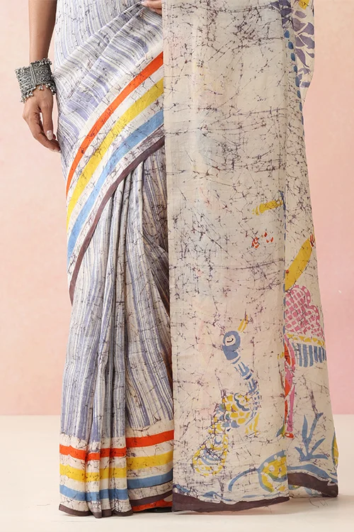 GC 'Radhe' Handwoven Hand Batik Pure Silk with SilkMark Saree - Image 3
