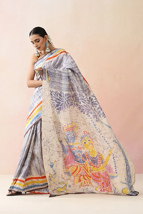GC 'Radhe' Handwoven Hand Batik Pure Silk with SilkMark Saree - Image 6