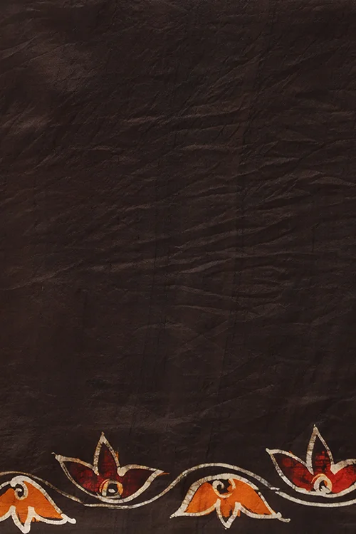 GC 'Terracota' Handwoven Hand Batik Pure Silk with SilkMark Saree - Image 8