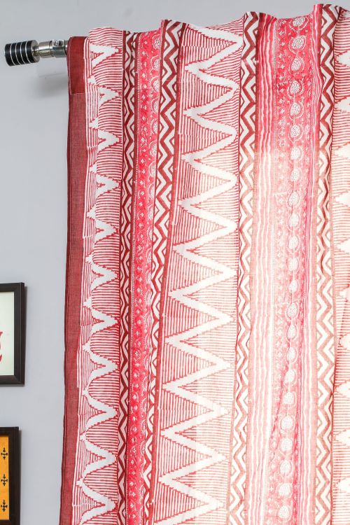 Sooti Syahi Geometric Romance Hand Block Printed Door Curtain - Image 2
