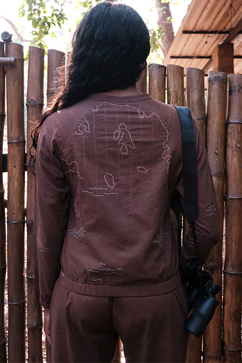 Okhai 'Globe' Hand Embroidery Work Bomber Jacket - Image 3