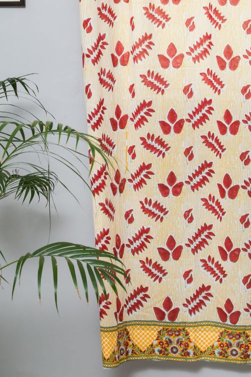 Sooti Syahi Glow Of Autum Hand Block Printed Door Curtain - Image 2