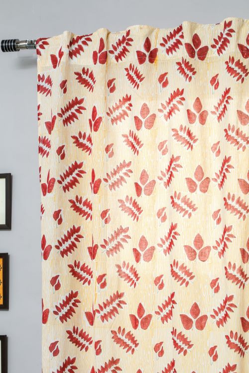 Sooti Syahi Glow Of Autum Hand Block Printed Door Curtain - Image 3