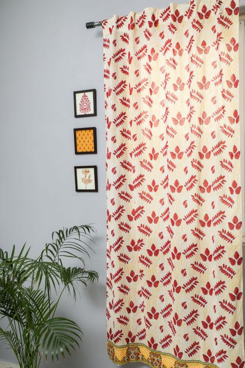 Sooti Syahi Glow Of Autum Hand Block Printed Door Curtain - Image 4