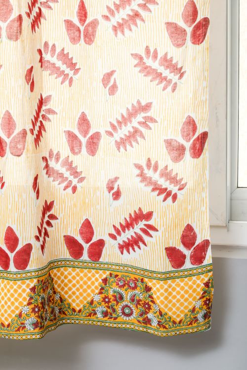 Sooti Syahi Glow Of Autum Hand Block Printed Window Curtain - Image 3