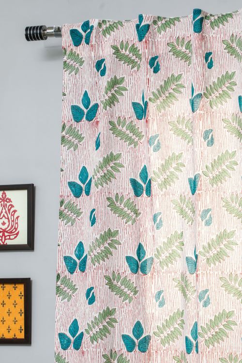 Sooti Syahi Glow Of Garden Hand Block Printed Door Curtain - Image 3