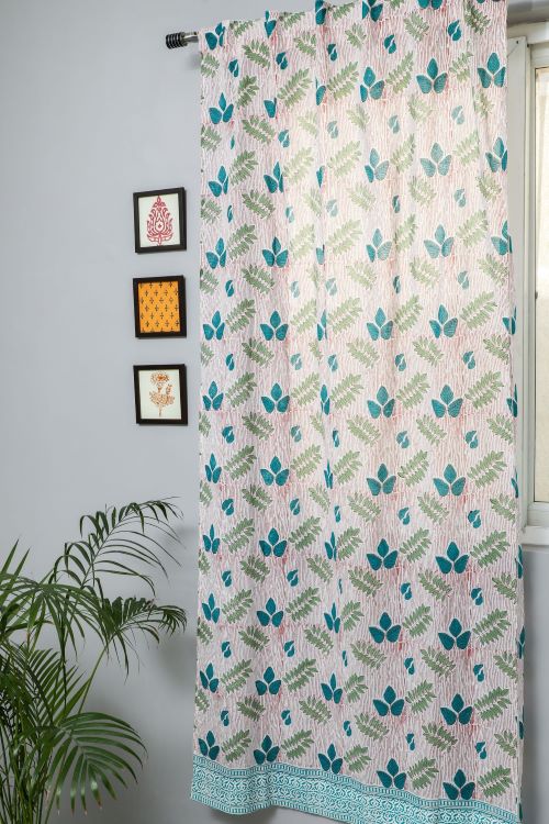 Sooti Syahi Glow Of Garden Hand Block Printed Door Curtain - Image 4