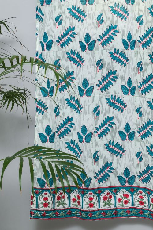 Sooti Syahi Glow Of Leaves Hand Block Printed Door Curtain - Image 2