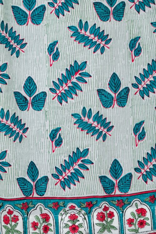 Sooti Syahi Glow Of Leaves Hand Block Printed Door Curtain - Image 5
