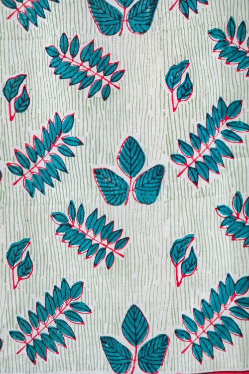 Sooti Syahi Glow Of Leaves Hand Block Printed Window Curtain - Image 2
