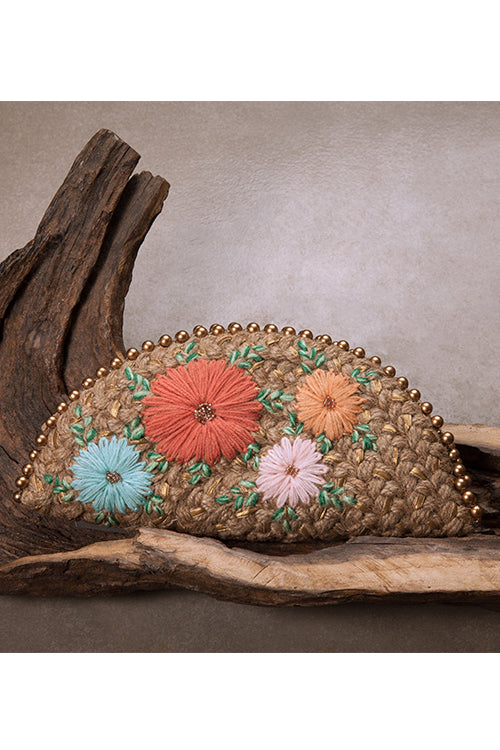 Dhaaga Pastel Gold Half Moon Clutch Bag - Image 2
