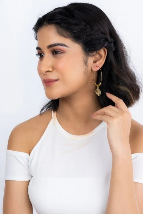 Miharu Gold tone Brass Hoops - Image 3