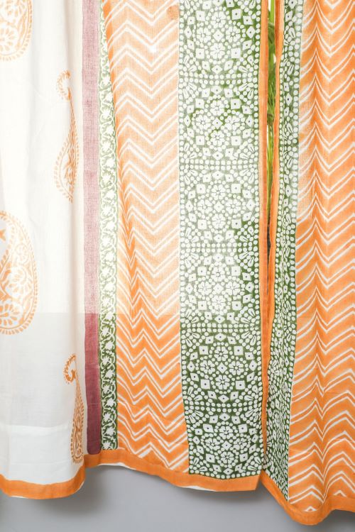 Sooti Syahi Golden East Hand Block Printed Window Curtain - Image 2