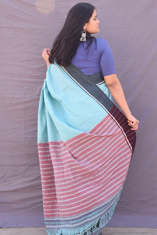 Punarjeevana Pastel Green Border Reversible Patteda Anchu - Image 6