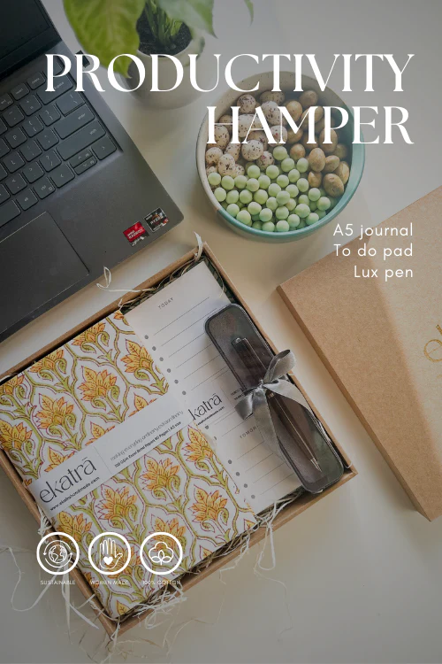 Green Floral Sustainable Productivity Gift Hamper By Ekatra - Image 3
