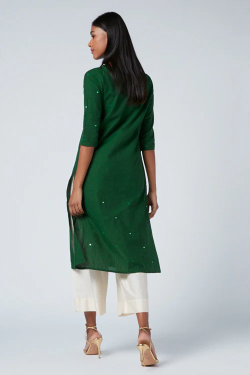 Okhai "Green Meadow" Embroidery Work Kurta - Image 5