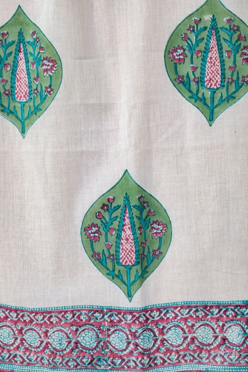 Sooti Syahi Green Palm Hand Block Printed Window Curtain - Image 5